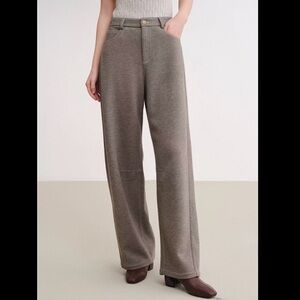 Beige Heavy Weight Straight Leg Pants with Wool